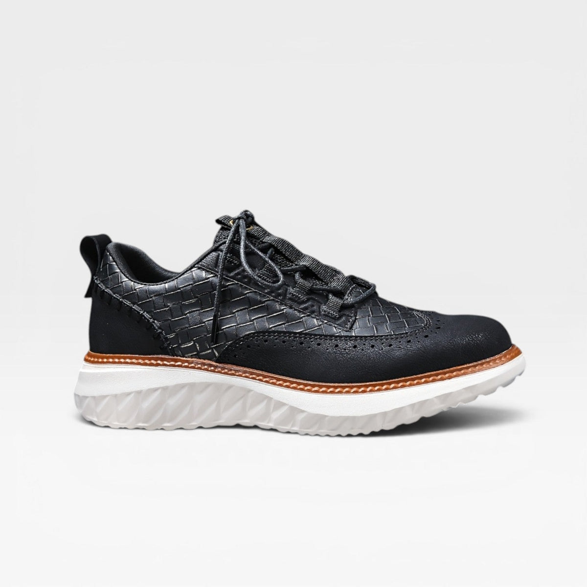 Men's Leather Brogue Trainers – Smart Casual Lace Up Sneakers