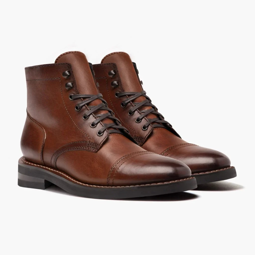 Men's Genuine Leather Cap Toe Boots