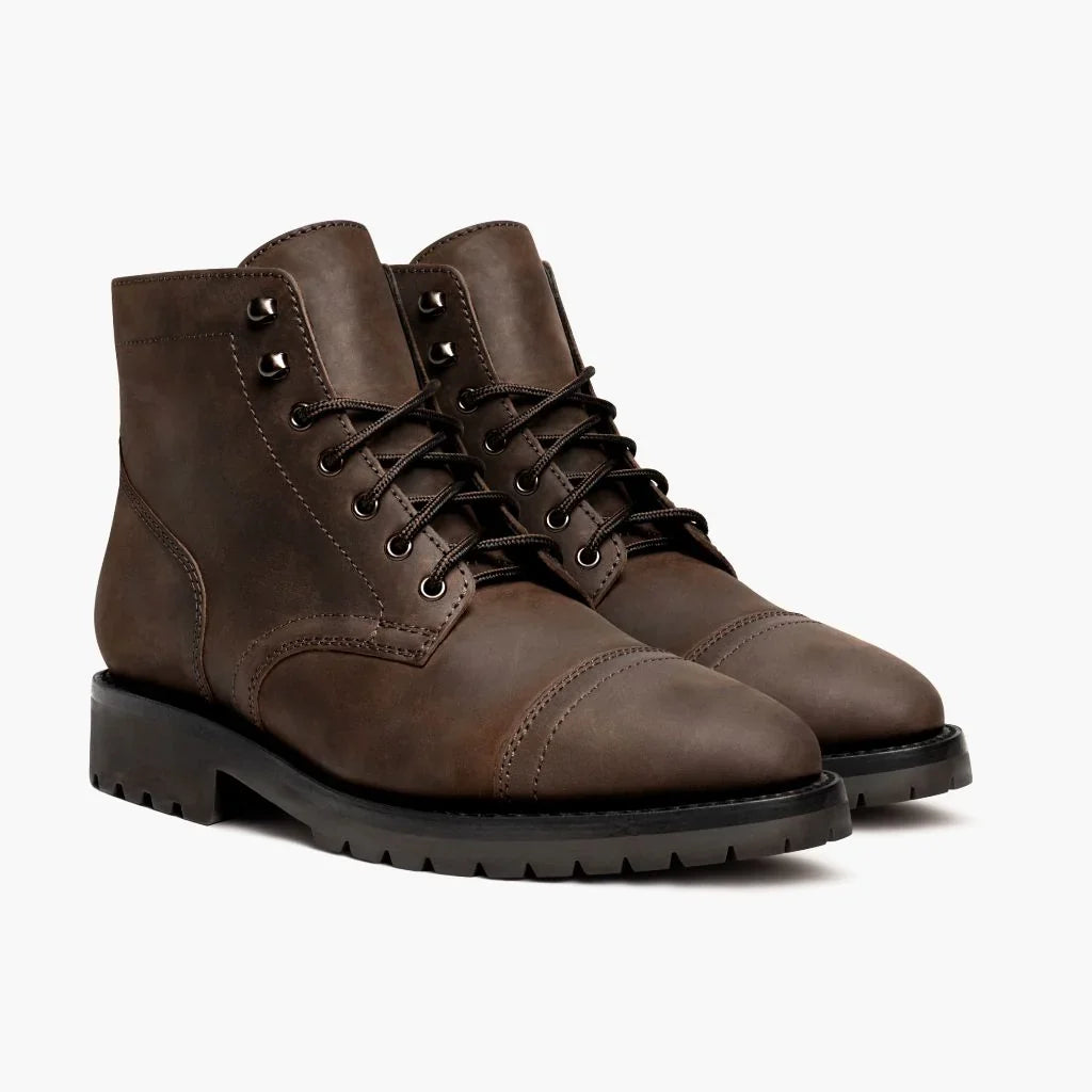 Men's Genuine Leather Cap Toe Boots