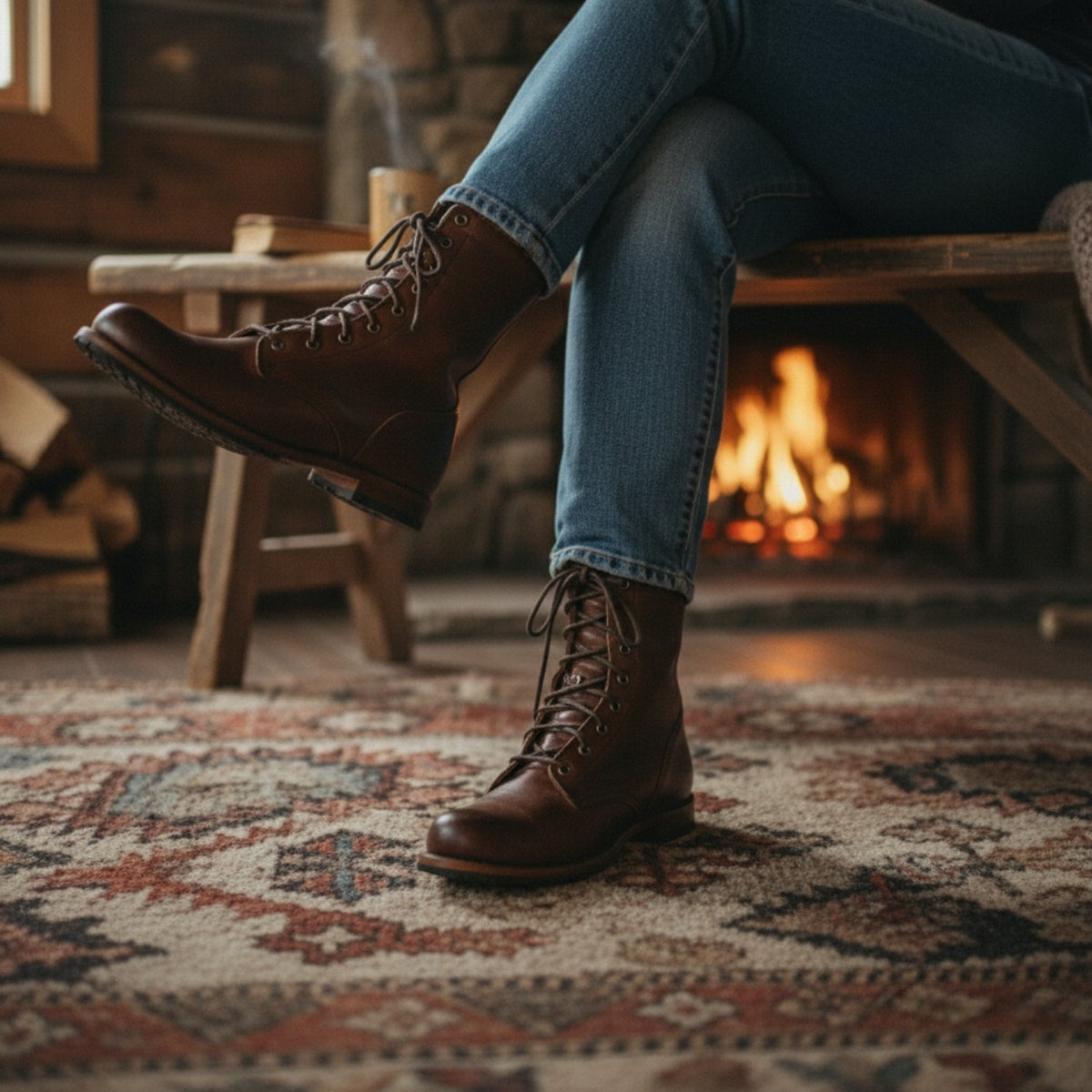 Women's Leather Lace-Up Combat Boots