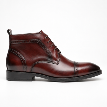 Men's Leather Cap Toe Ankle Boots
