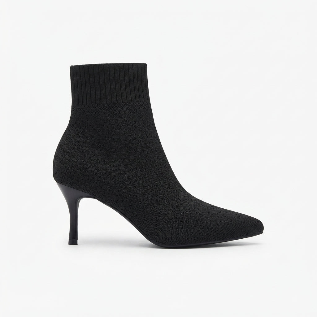 Women's Elegant Pointed Toe Kitten Heel Sock Boots