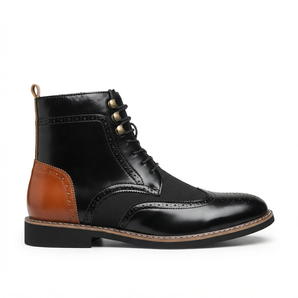 Men's Leather Brogue Ankle Boots