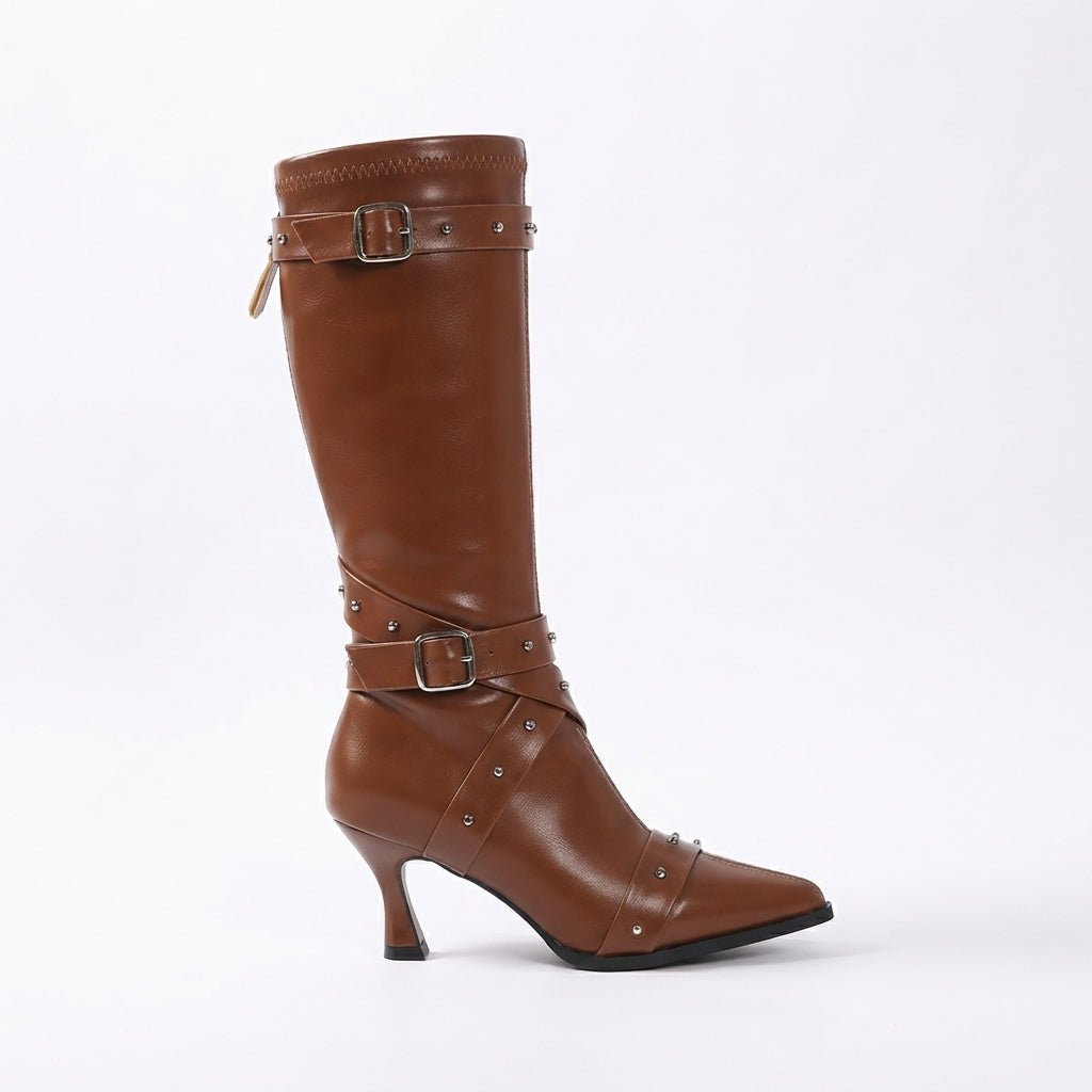 Women's Bold Heeled Knee High Boots