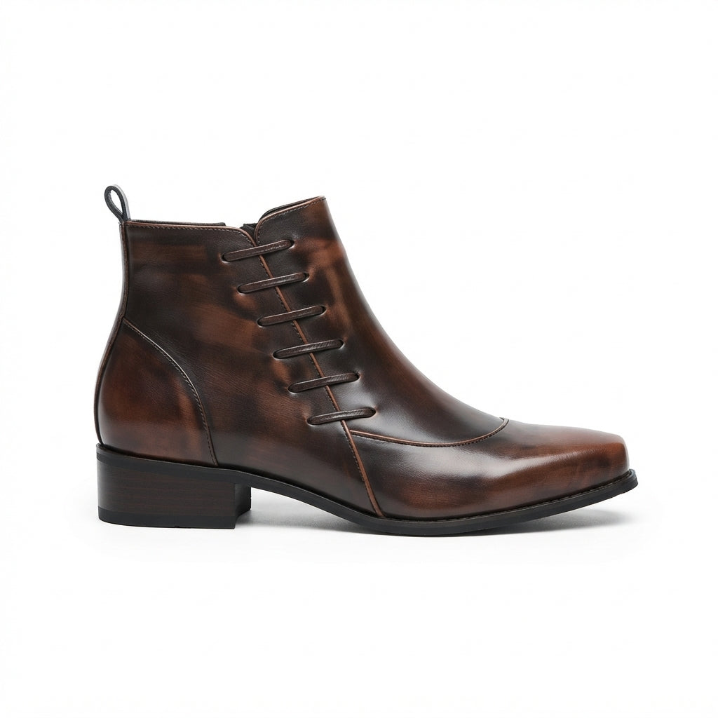 Men's Polished Pointed Toe Ankle Boots