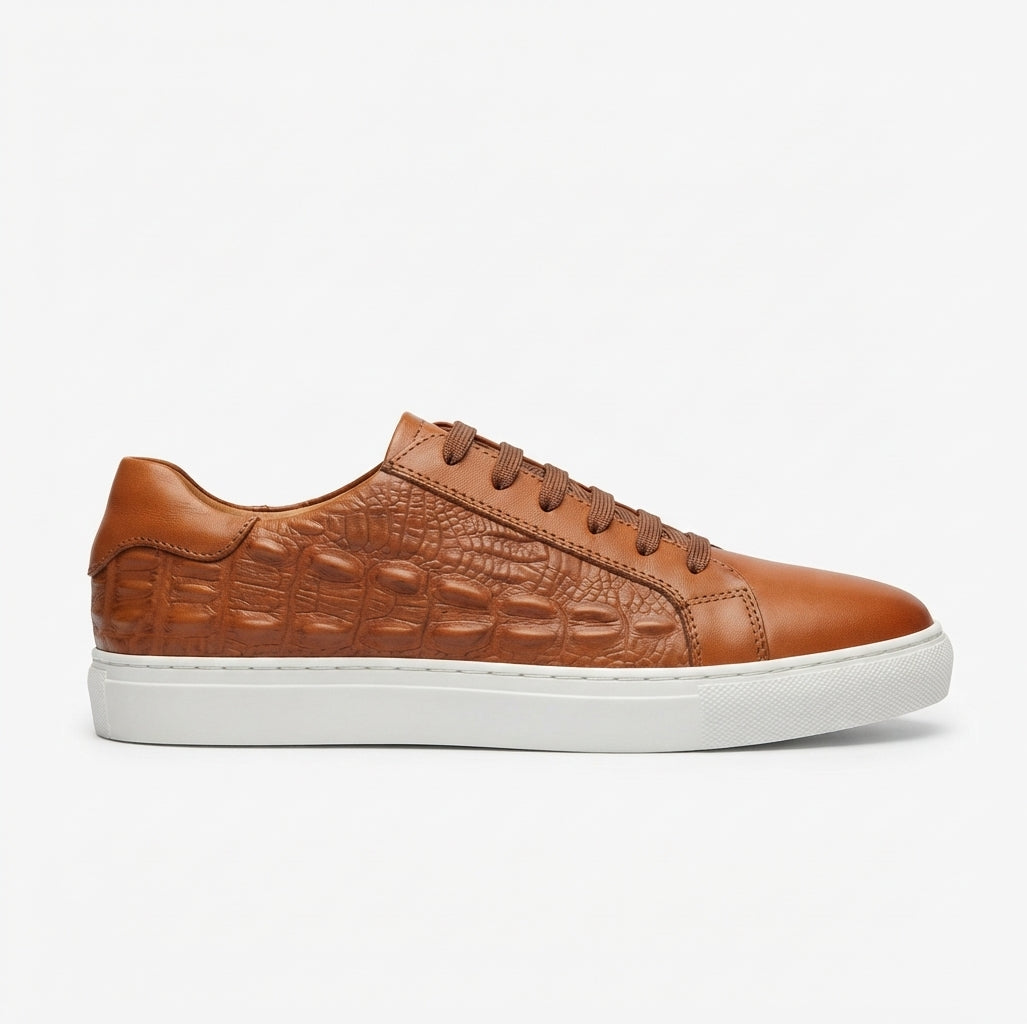 Men's Croc-Embossed Leather Trainers