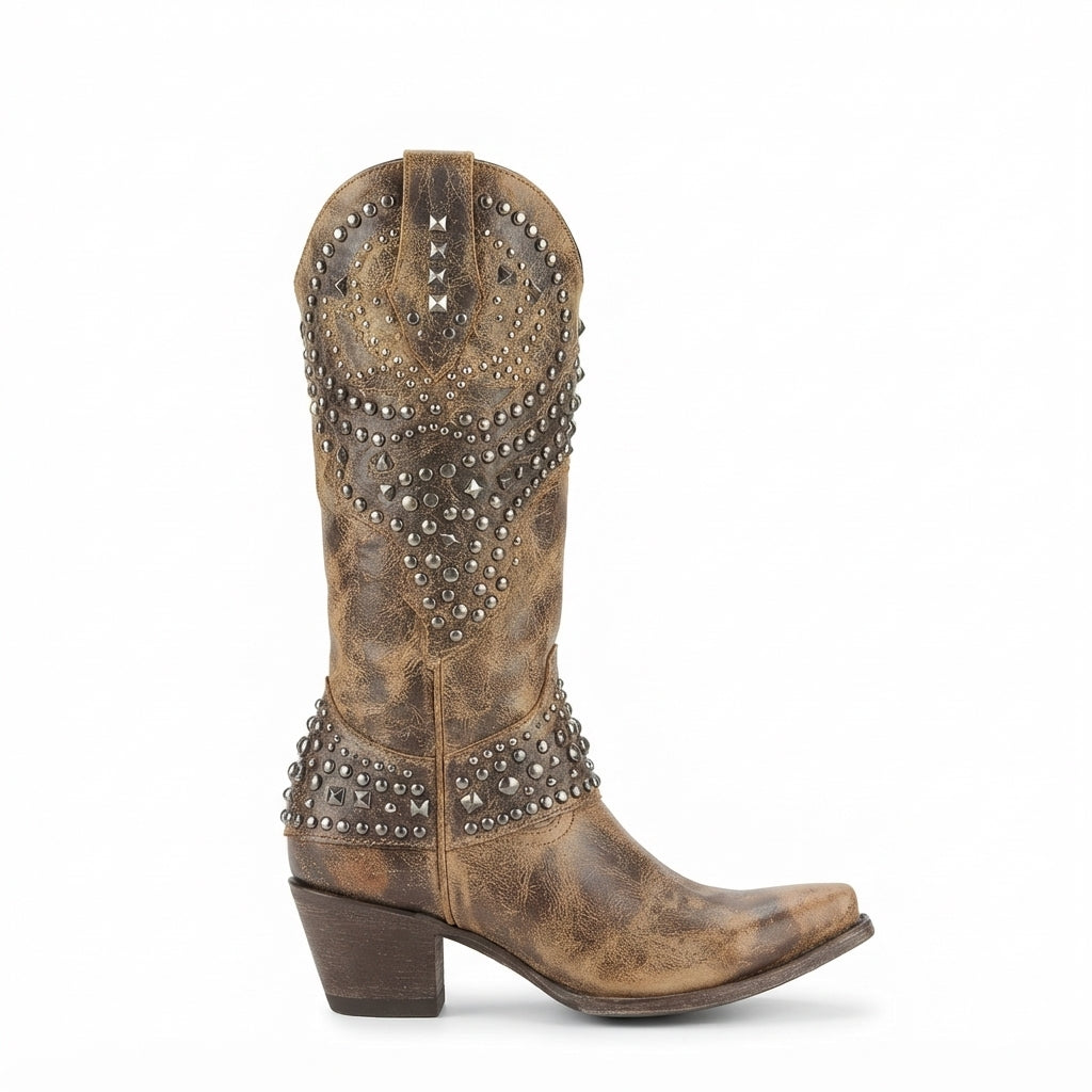 Women's Knee High Leather Cowboy Boots