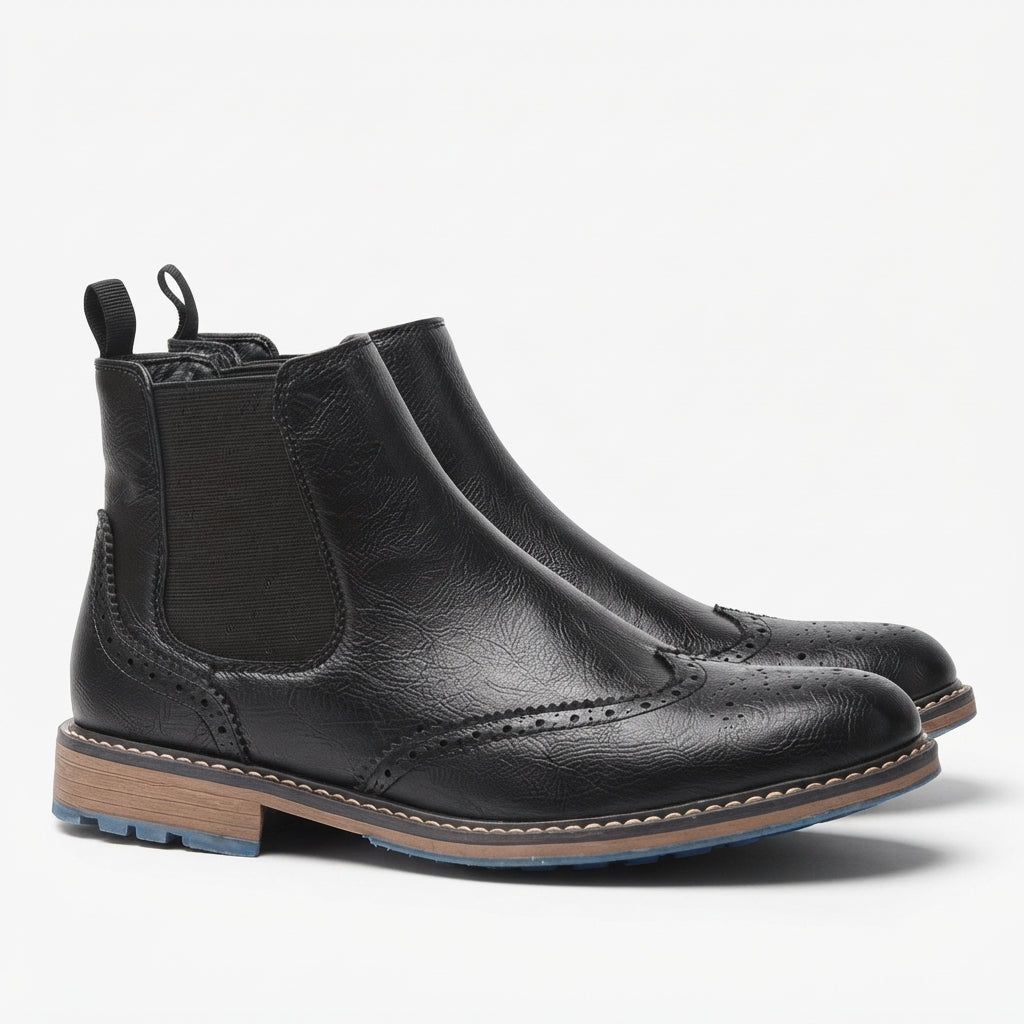 Men's Polished Brogue Chelsea Boots