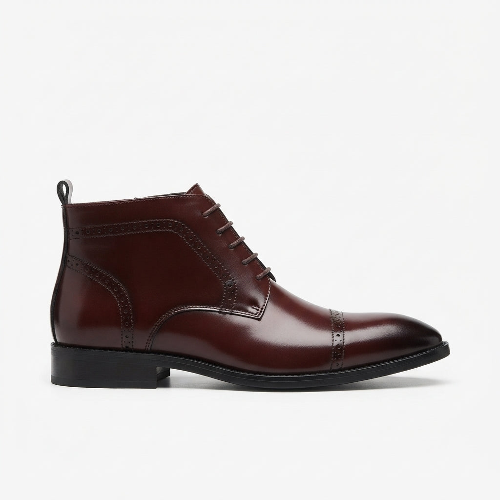 Men's Polished Cap-Toe Ankle Boots