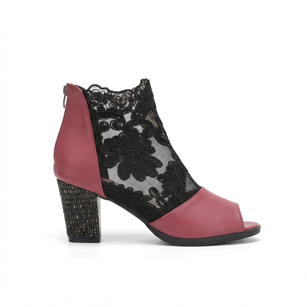 Women's Peep-Toe Heeled Ankle Boots