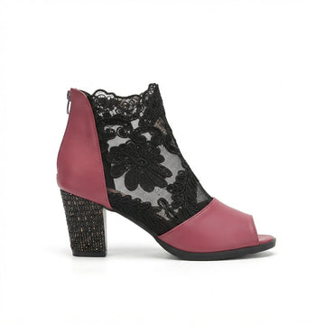 Women's Peep-Toe Heeled Ankle Boots