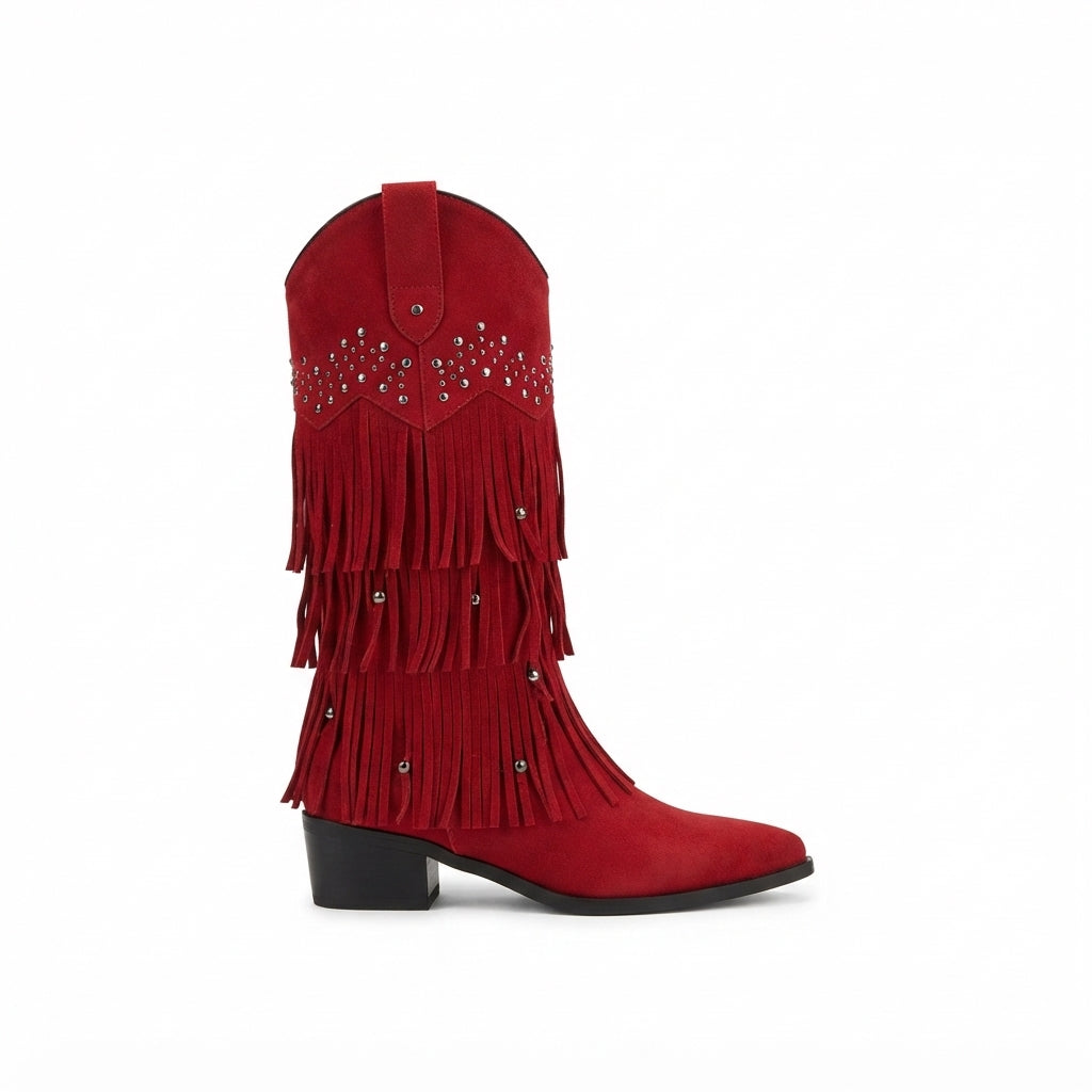Women's Suede Knee High Cowboy Boots
