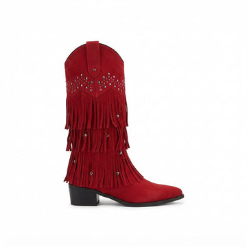 Women's Suede Knee High Cowboy Boots