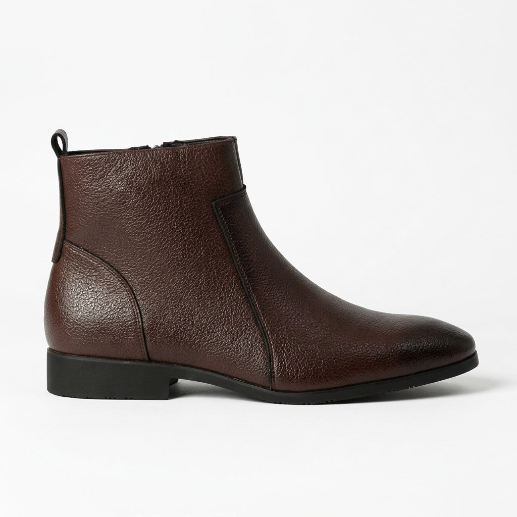 Men's Pointed Toe Leather Ankle Boots