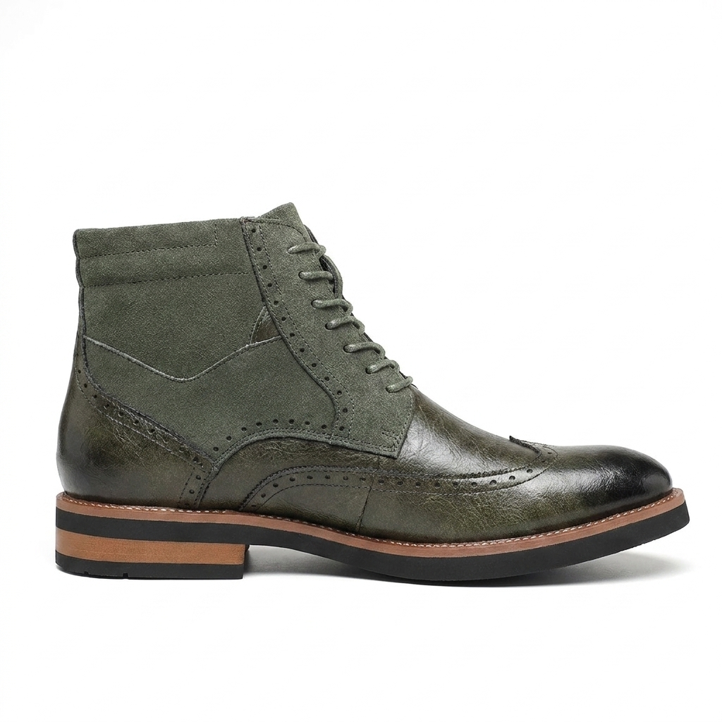 Men's Leather Wingtip Ankle Boots