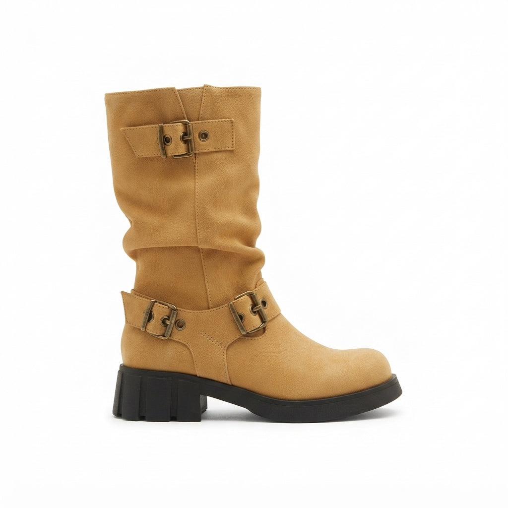 Women's Relaxed Heeled Biker Boots