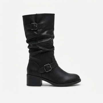 Women's Heeled Knee High Buckle Boots