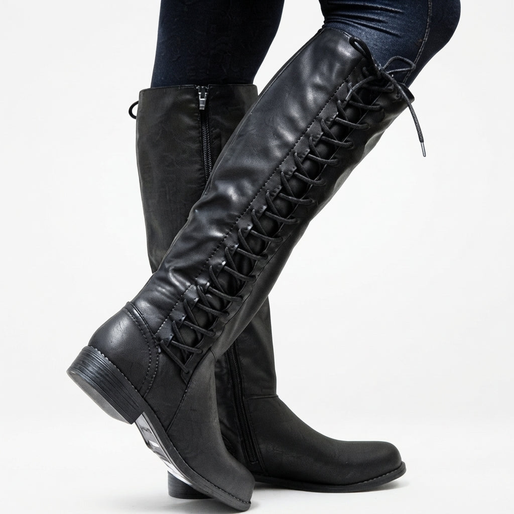 Women's Elegant Lace-Up Knee High Boots