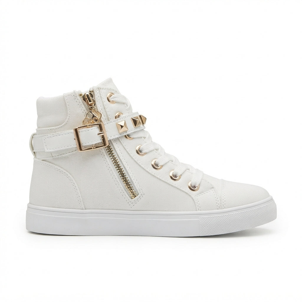 Women's Chic High-Top Studded Trainers