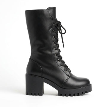 Women's Platform Leather Combat Boots
