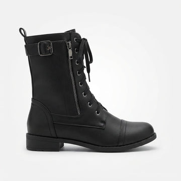 Women's Lace-Up & Side Zipper Combat Ankle Boots