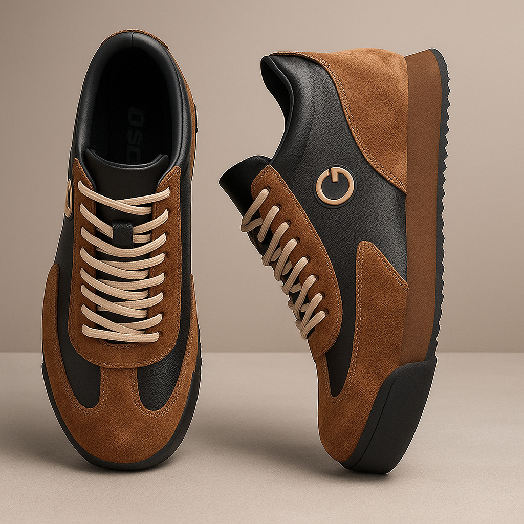 Men's Suede Leather Retro Trainers – Two Tone Casual Sneakers