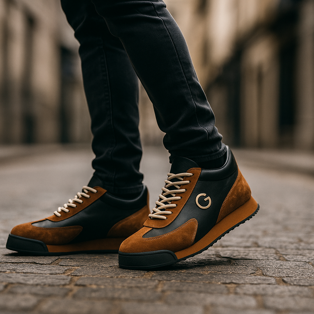 Men's Suede Leather Retro Trainers – Two Tone Casual Sneakers