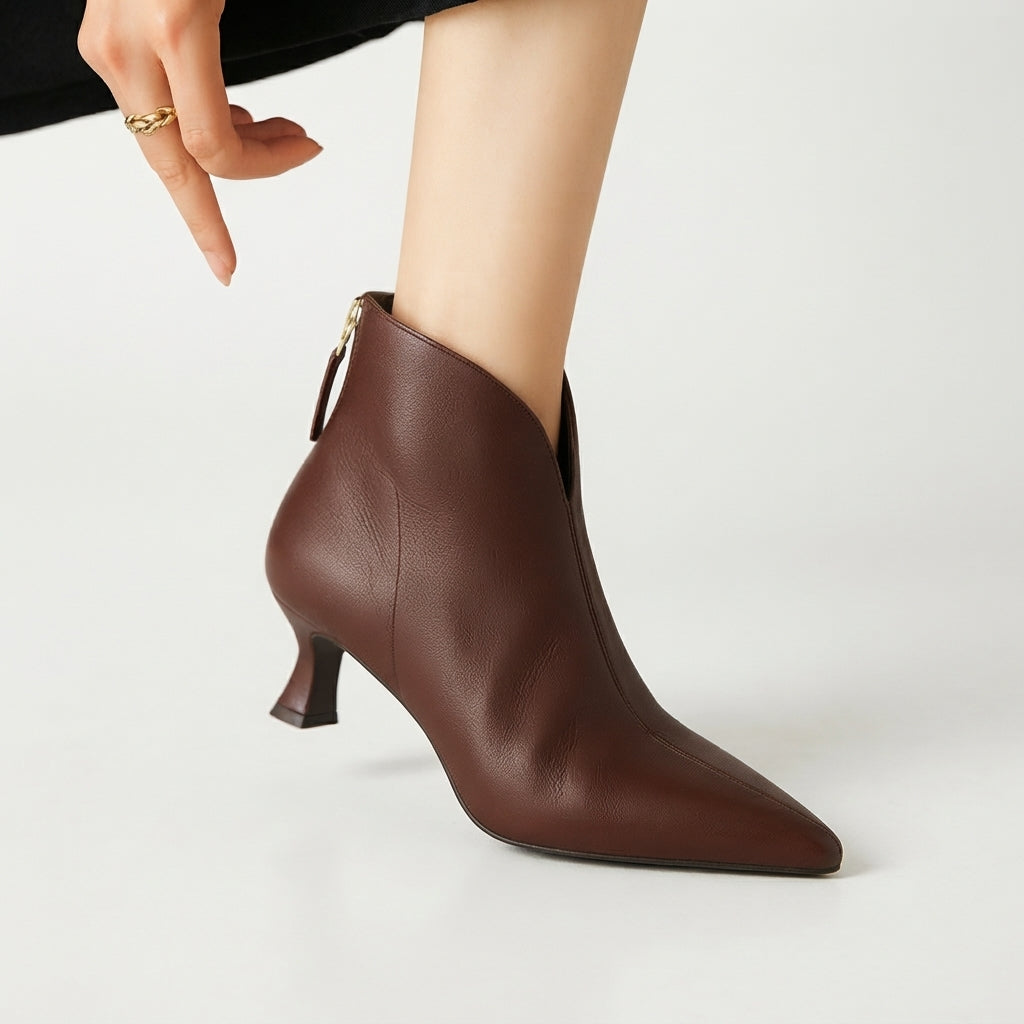 Women's Kitten Heel Pointed Toe Ankle Boots