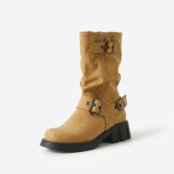Women's Relaxed Heeled Biker Boots