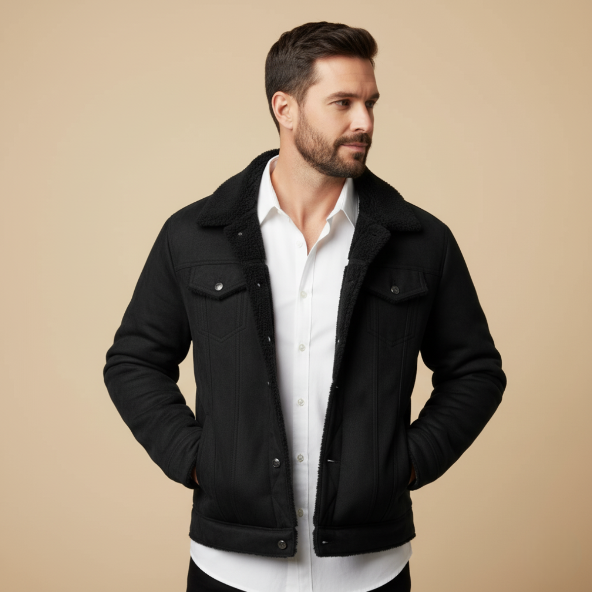 Quebec Fleece Wildlederlederjacke