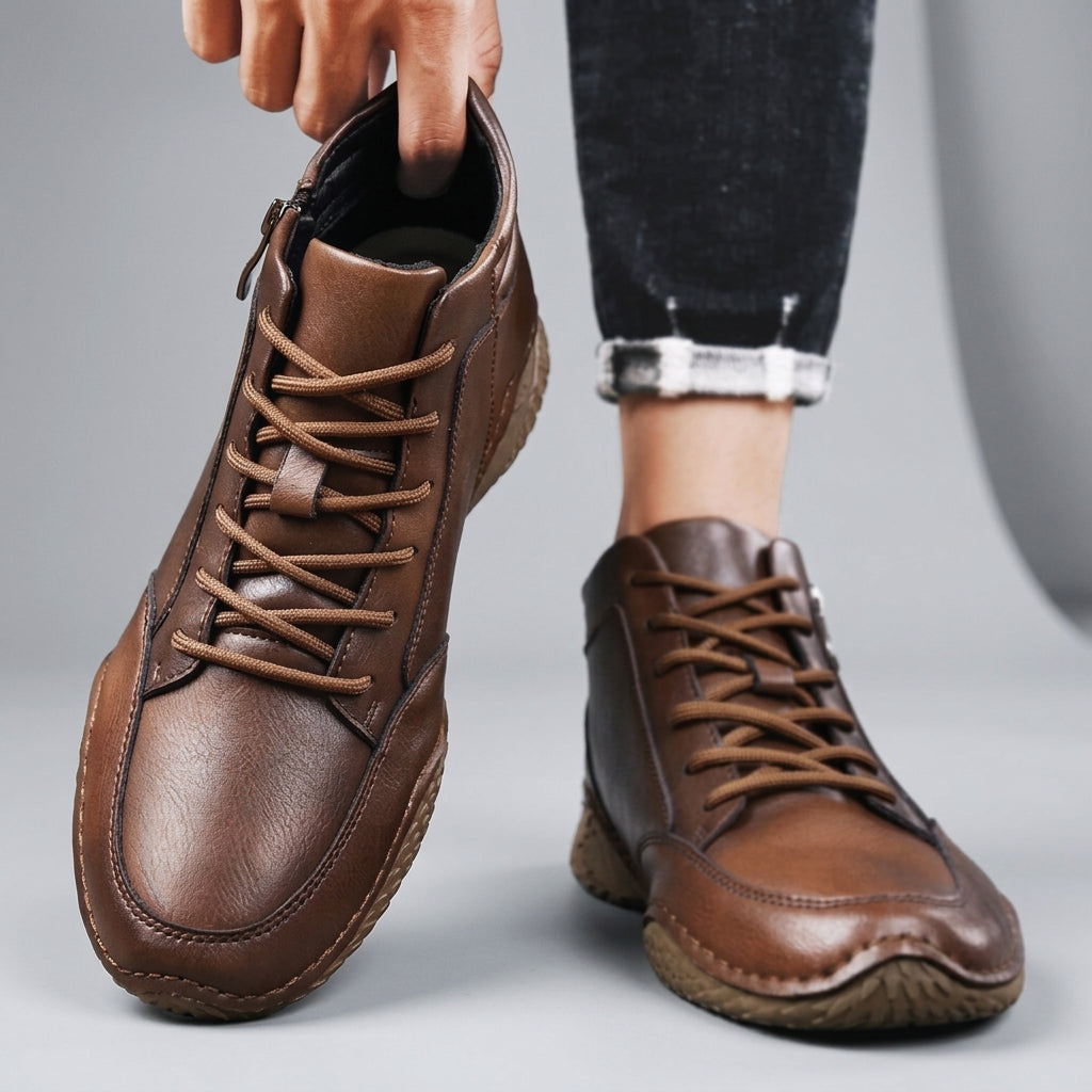 Men's Lace-Up Leather Ankle Boots