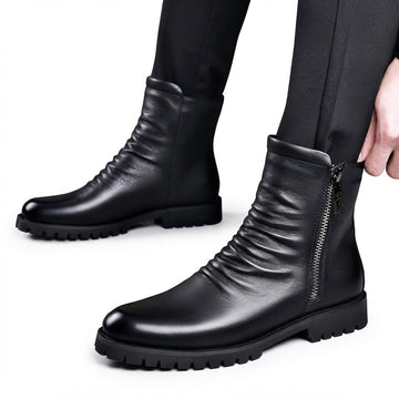 Men's Polished Slouch Leather Boots
