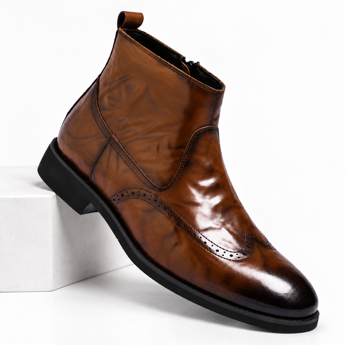 Men's Brogue Leather Ankle Boots