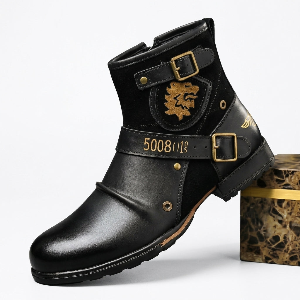 Men's Leather Biker Boots