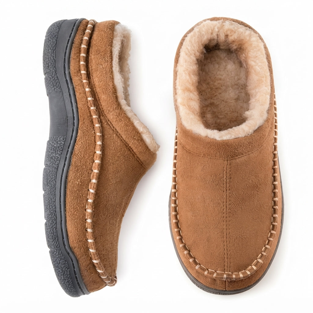 Men's Orthopedic Wide Fit Suede Moccasin Slippers