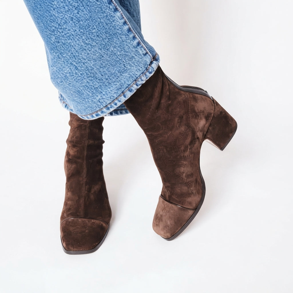 Women's Suede Heeled Ankle Boots