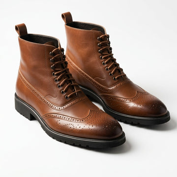 Men's Leather Brogue Ankle Boots