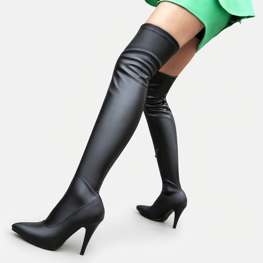 Women's Over The Knee High Pointed Toe Heeled Boots