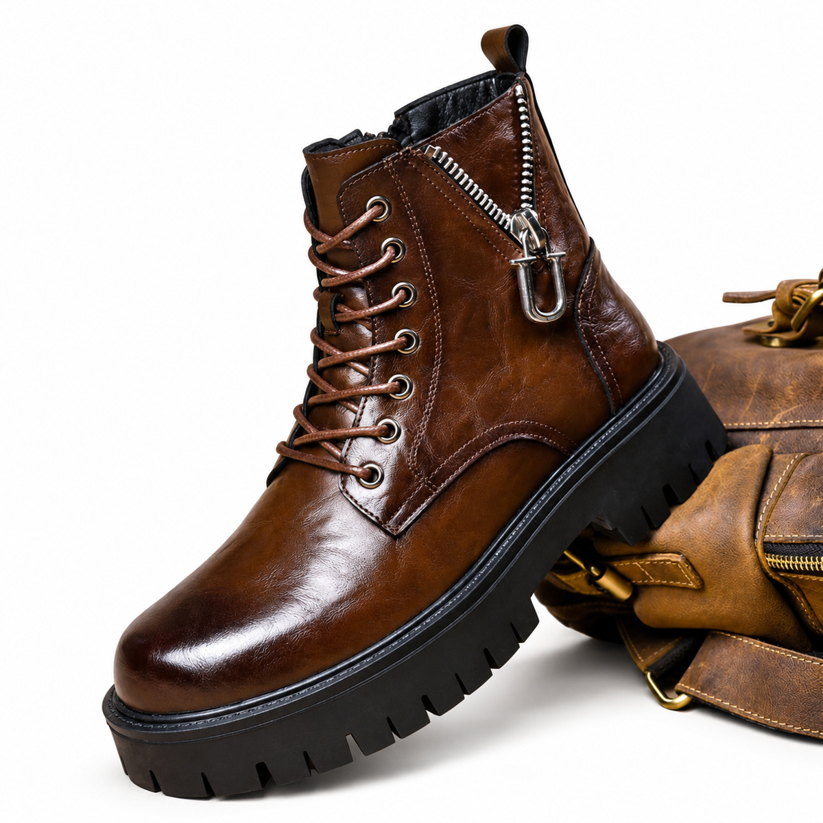 Men's Rugged Leather Combat Boots