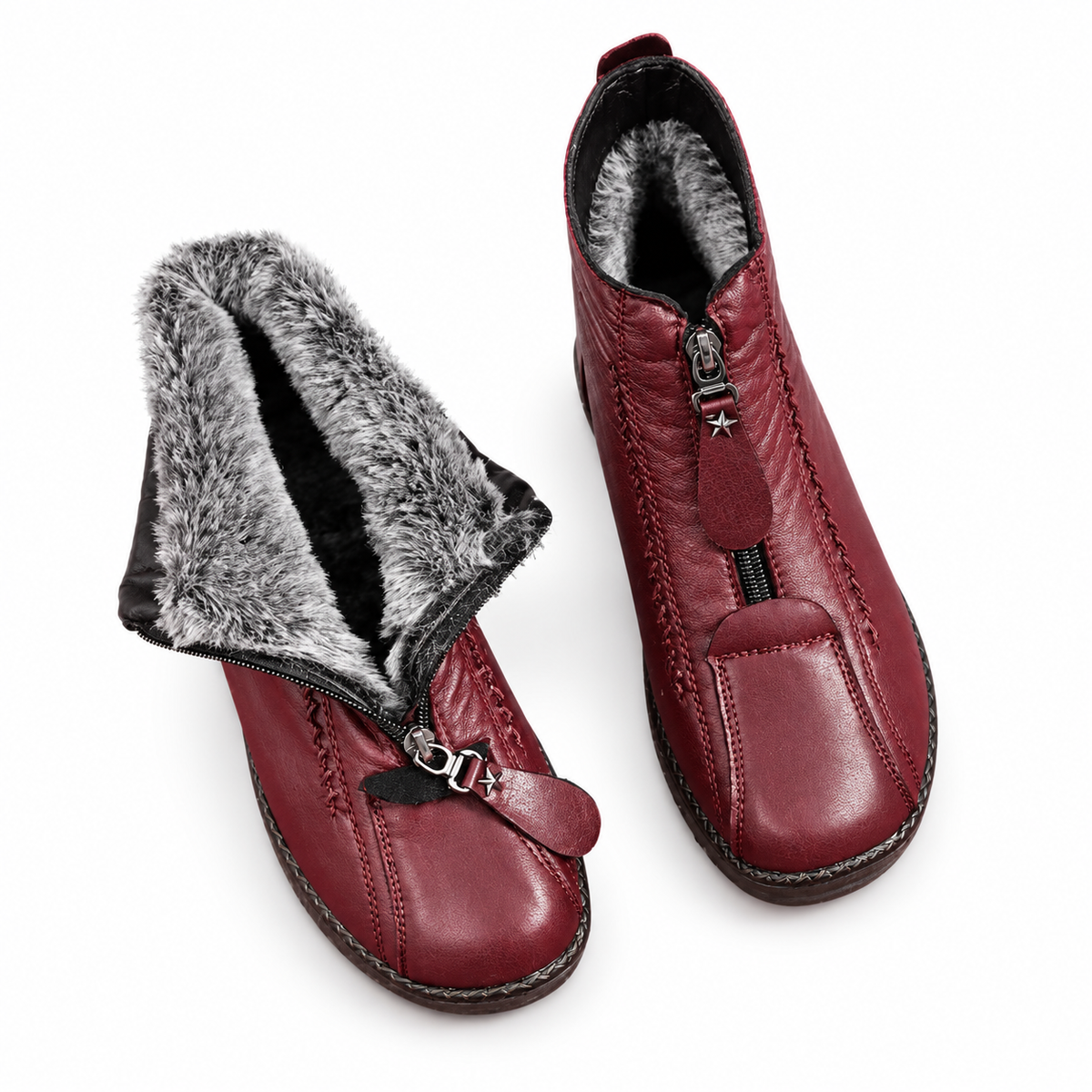 Women's Fleece-Lined Leather Ankle Boots