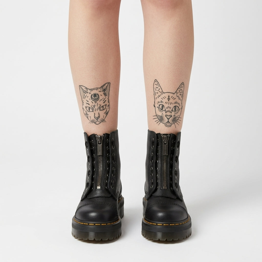 Women's Platform Leather Combat Boots