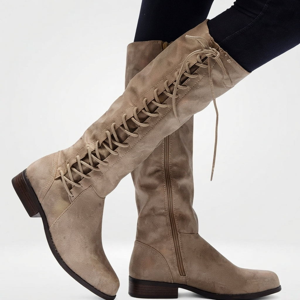 Women's Elegant Lace-Up Knee High Boots
