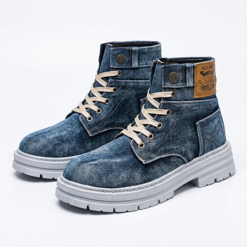 Men's Denim Combat Boots