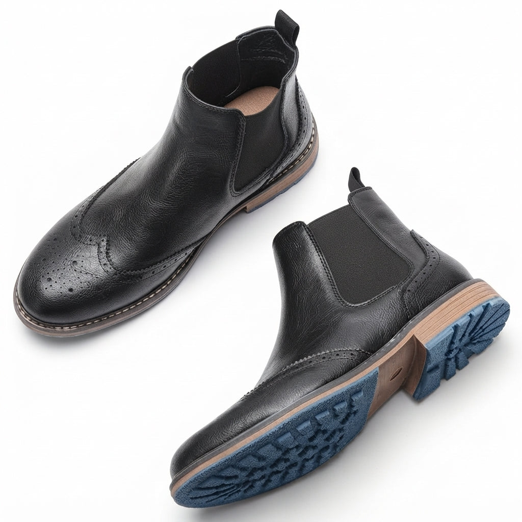 Men's Polished Brogue Chelsea Boots