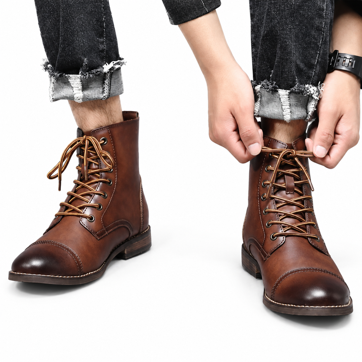 Men's Vintage Leather Ankle Boots