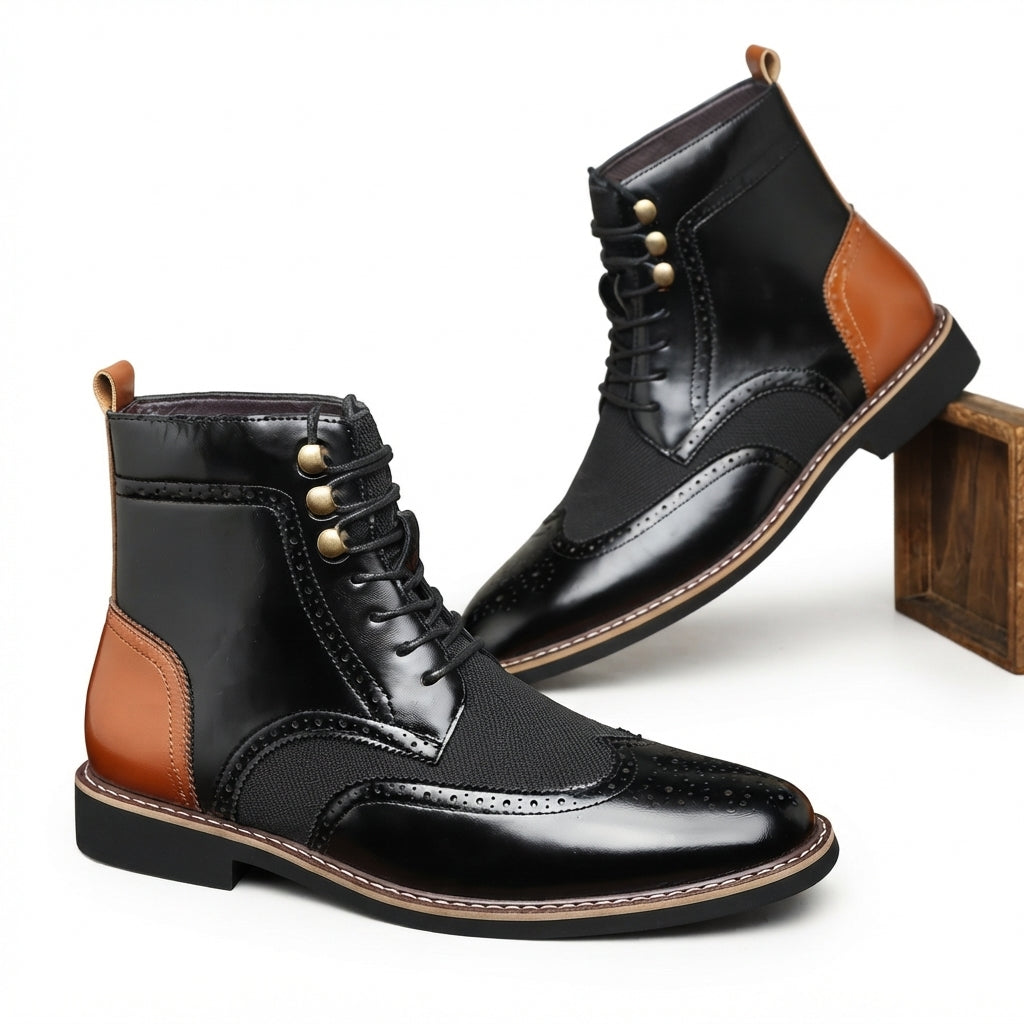 Men's Leather Brogue Ankle Boots