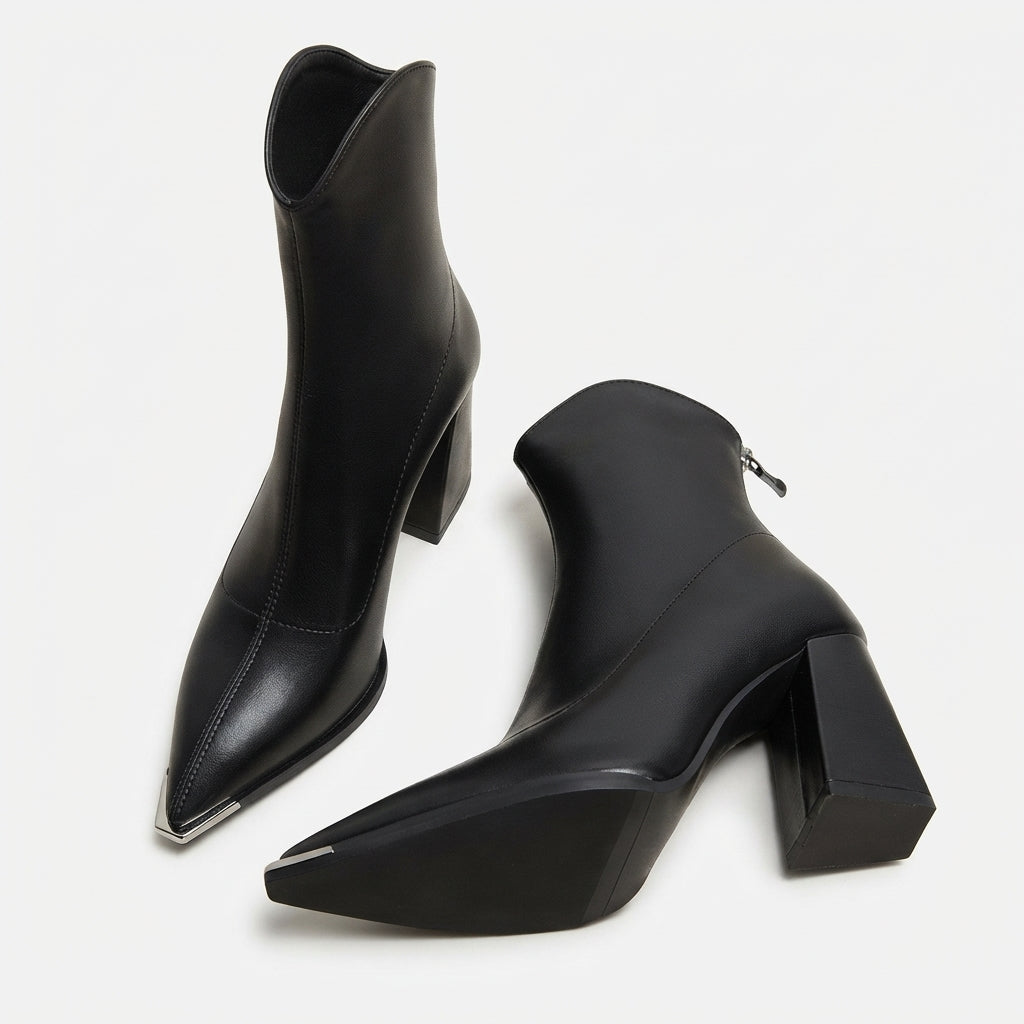 Women's Sleek Pointed Toe Heeled Ankle Boots
