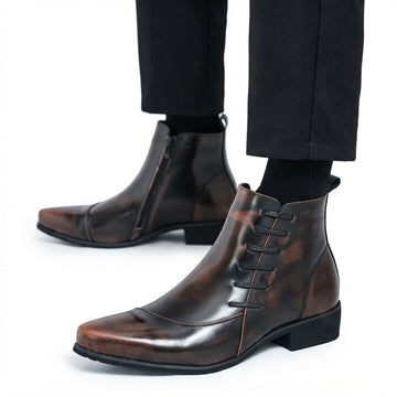 Men's Polished Pointed Toe Ankle Boots