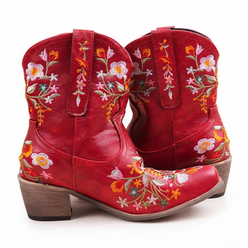 Women's Charming Heeled Ankle Cowboy Boots