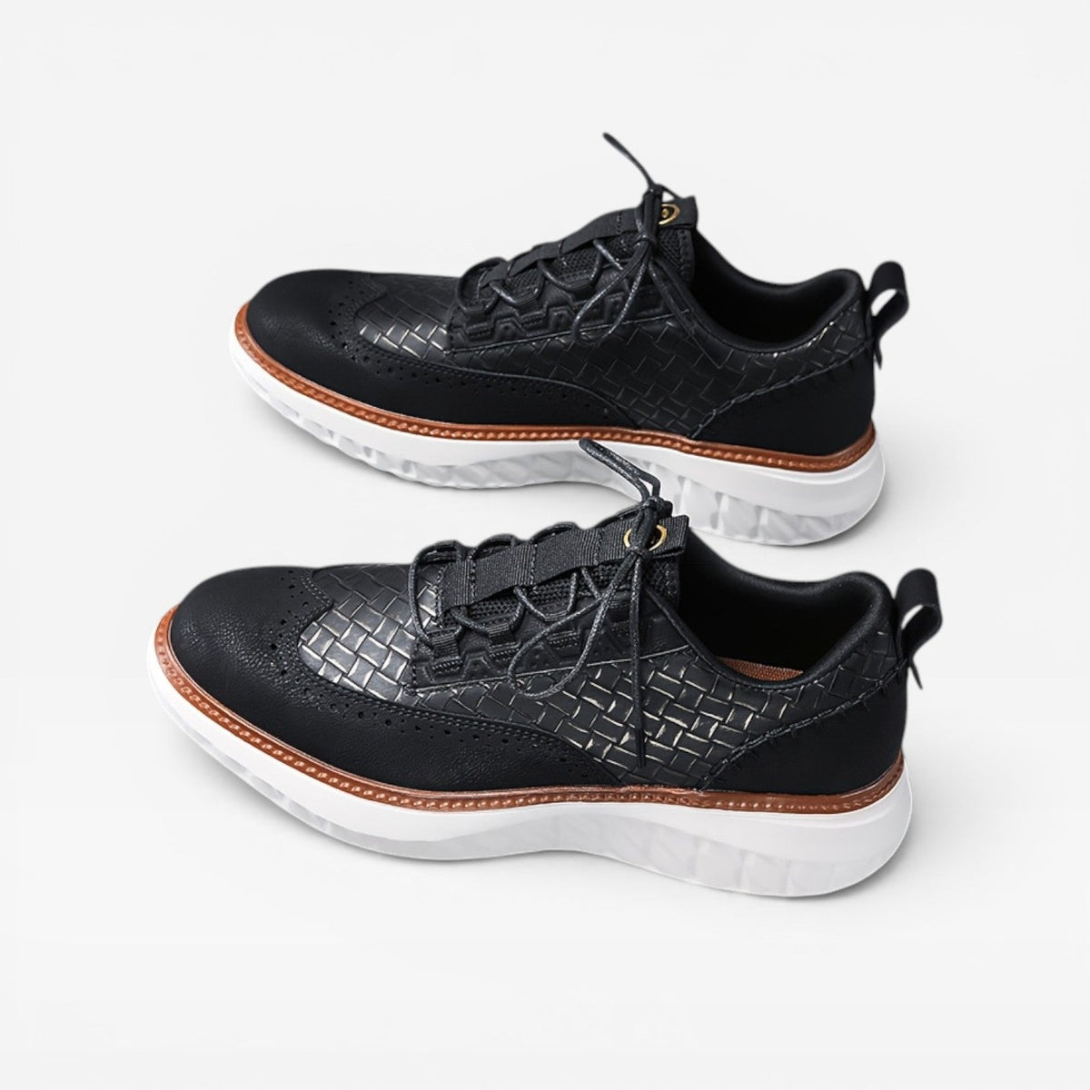 Men's Leather Brogue Trainers – Smart Casual Lace Up Sneakers